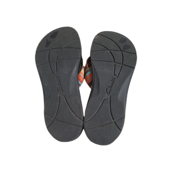 CLARKS Tate Muse Multi Striped Thong Flip Flop Sandals 65373, Size 9M - Picture 5 of 6